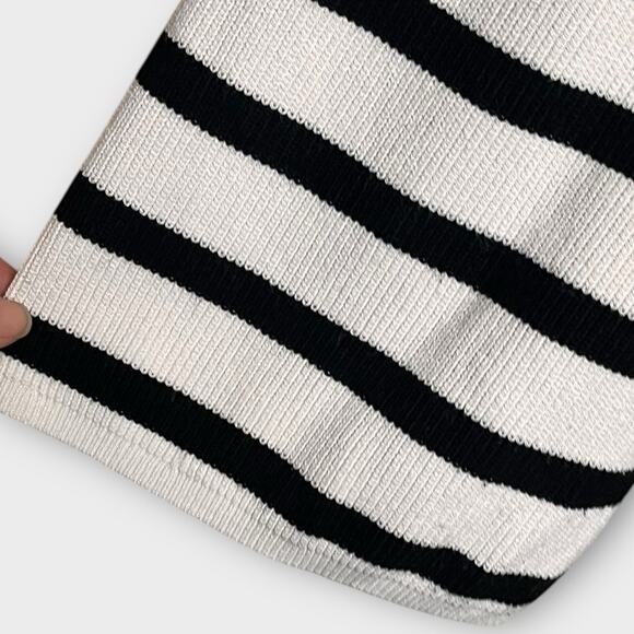 NEO NOIR white & black stripe 3/4 wide sleeve sweater size medium classic spring - Picture 4 of 7